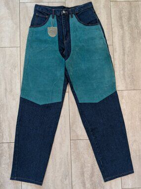 Vintage 90's Machine "Hard as Steel" Two-Tone Straight Leg Jeans Fit Size 6/8